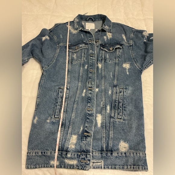 Zara Distressed Blue Denim Jacket - Picture 7 of 8
